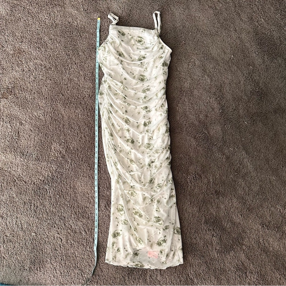 SHEIN White and Green Maxi Dress Elegant Flowing Silhouette